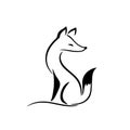 Red Fox. Red Fox simple black and white line art vector logo Royalty Free Stock Photo