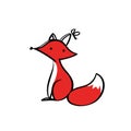 Red Fox. Red Fox simple black and white line art vector logo Royalty Free Stock Photo