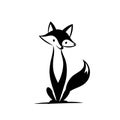 Red Fox. Red Fox simple black and white line art vector logo Royalty Free Stock Photo