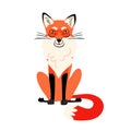 Red fox sitting isolated on white background. Cute animal character flat vector illustration Royalty Free Stock Photo