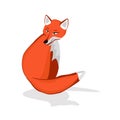 Red Fox Sitting and Looking Away. Vector Logo with Negative Space. Laconic Symbol for Icons, Logos, Badges and Emblems