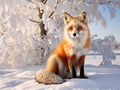 Red fox sitting in snow Royalty Free Stock Photo