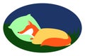 Red fox sleeping, illustration, vector Royalty Free Stock Photo