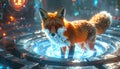 Red Fox Standing on Glowing Water Royalty Free Stock Photo
