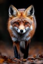 A red fox standing in the woods looking at the camera Royalty Free Stock Photo