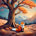 A Red Fox under a Tree Royalty Free Stock Photo