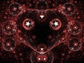 Red fractal heart with stars Royalty Free Stock Photo