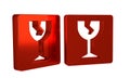 Red Fragile broken glass symbol for delivery boxes icon isolated on transparent background.