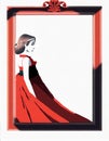 red frame with illustrated girl