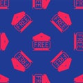 Red Free storage icon isolated seamless pattern on blue background. Vector Royalty Free Stock Photo