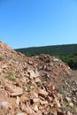 Red freestone in a stonemine Royalty Free Stock Photo