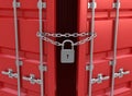 Red freight container is closed on the lock Royalty Free Stock Photo