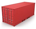 Red freight container isolated