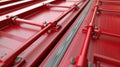 Red freight container. Perspective view of red shipping container door Royalty Free Stock Photo