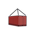 Red Freight Container vector Intermodal Cargo concept colored icon Royalty Free Stock Photo