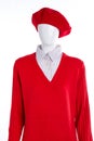 Red french beret and sweater shirt. Royalty Free Stock Photo