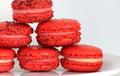 Red French Macaron cookies Royalty Free Stock Photo