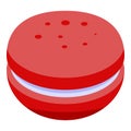 Red french macaron icon, isometric style