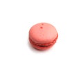 Red French macarons macaroons cake, delicious sweet dessert on white background, lovely food concept