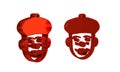 Red French mime icon isolated on transparent background.