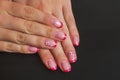 Red french nail art with flower Royalty Free Stock Photo