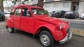 Red French retro car Citroen 2CV Royalty Free Stock Photo