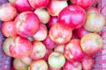 An red and fresh apple stack in the food market