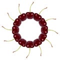 Red fresh cherry fruit background, frame and border, empty space Royalty Free Stock Photo