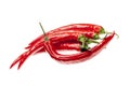 Red fresh chili peppers isolated Royalty Free Stock Photo