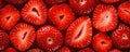 Red fresh cut strawberries background. wide banner Royalty Free Stock Photo