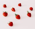 Strawberries isolated on white background. Flat lay, top view. Royalty Free Stock Photo