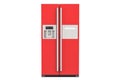 Red fridge with side-by-side door system, 3D rendering Royalty Free Stock Photo