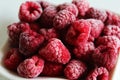 The red fruit, frozen raspberries