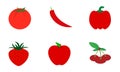 Six Red fruit illustration set on white background Royalty Free Stock Photo