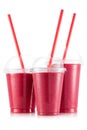 Red fruit smoothie in three size of pet cup Royalty Free Stock Photo