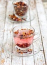 Red fruit tea in transparent glass Cup Royalty Free Stock Photo