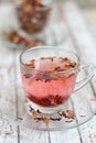 Red fruit tea in transparent glass Cup Royalty Free Stock Photo