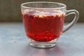 Red fruit tea in transparent glass Cup Royalty Free Stock Photo