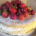 Red fruits naked cake