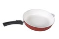 Red frying pan with a ceramic covering