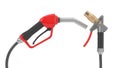 Red fuel nozzle and gas pump nozzle. 3d illustration