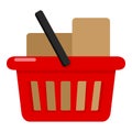 Red Full Shopping Basket Flat Icon on White Royalty Free Stock Photo