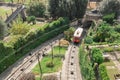 Red funicular in the old city of Bergamo Royalty Free Stock Photo