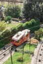 Red funicular in the old city of Bergamo Royalty Free Stock Photo