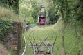 Red funicular and railroad, Montecatini, Tuscany, Italy