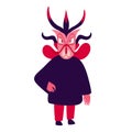 Red funny devil. Vibrant bright Strange ugly Halloween characters.