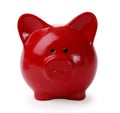Red funny piggibank isolated over white background Royalty Free Stock Photo