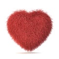 Red fur heart 3D Royalty Free Stock Photo