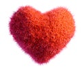 A red fur heart isolated 3D illustration Royalty Free Stock Photo