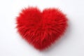 Red Fur Heart On White Background. Generative AI Royalty Free Stock Photo